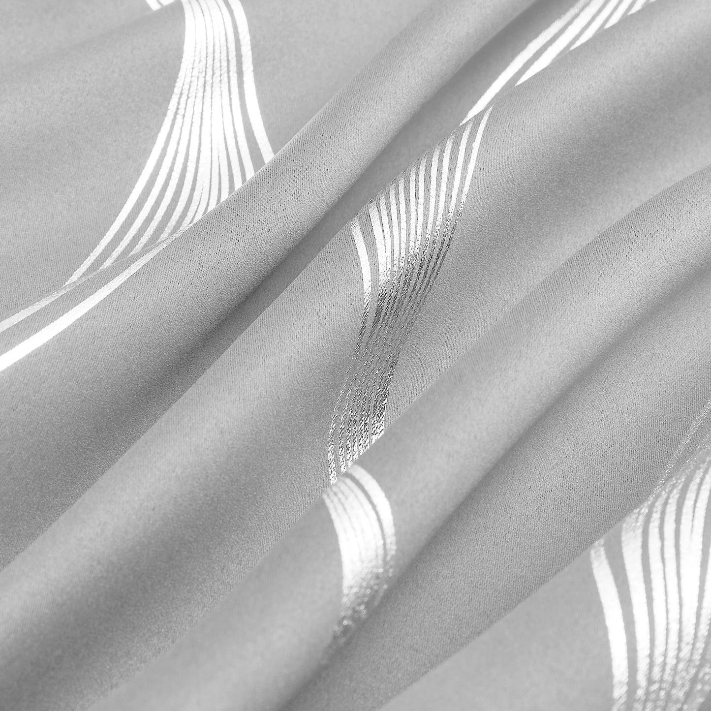 4PCS Blackout Curtains Grommet Thermal Insulated Room Darkening With Wave Foil Printed For Bedroom/Livingroom