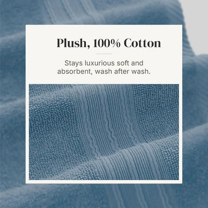 6-Piece Jacquard Towel Set: 2 Bath, 2 Hand, 2 Washcloths in Ophelia Blue