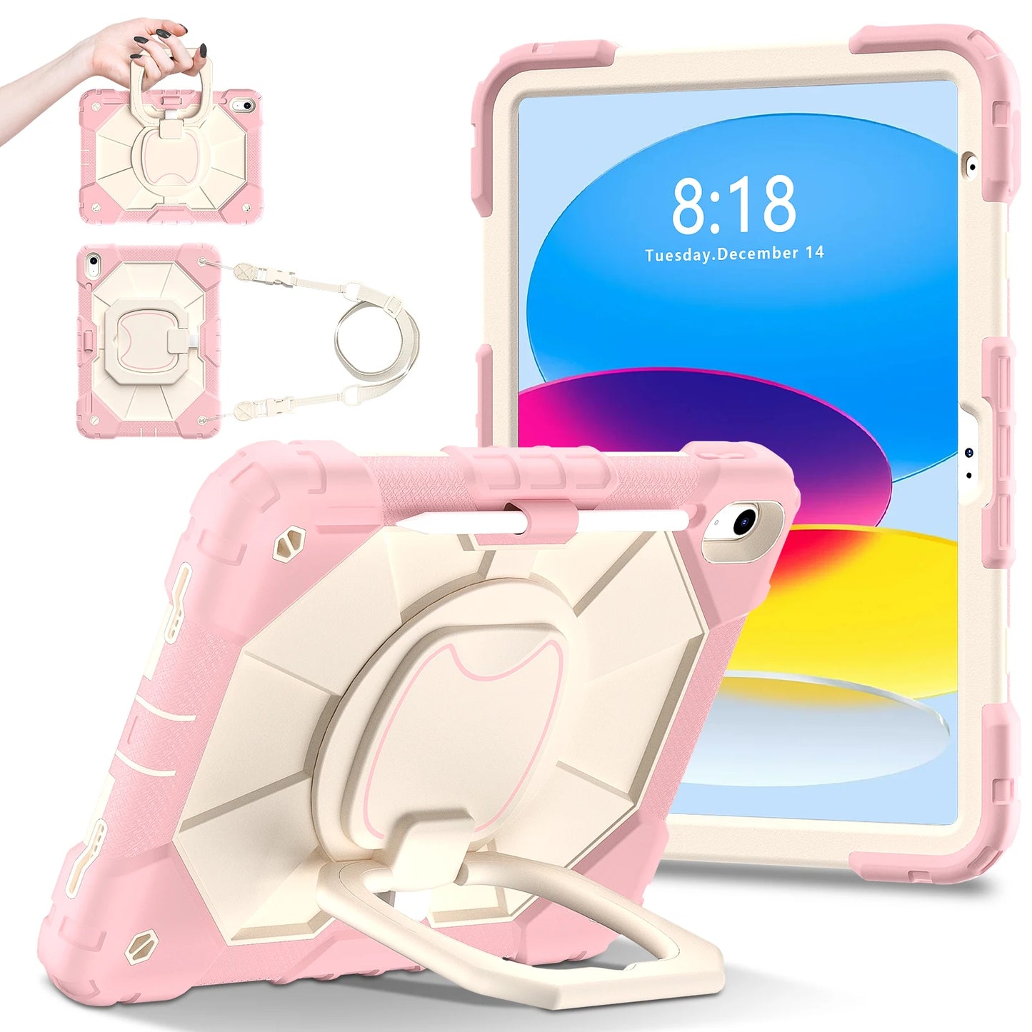 Rugged Armor Kids Case For iPad 10th Air 5 4 10.9 Air 11 2025 13 2024 10.2 8th 9th 9.7 Generation Tablet Stand Shockproof Cover