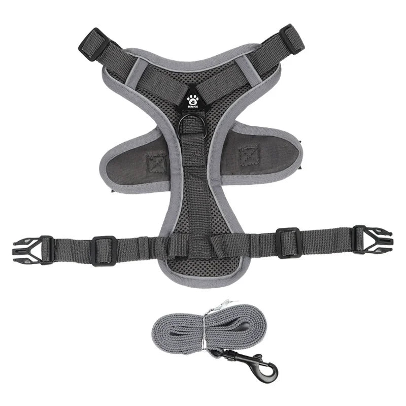 No Pull Harness and Leash Set Adjustable Pet Harness Vest for Small Dogs Cats Reflective Dog Chest Strap Lead Walking