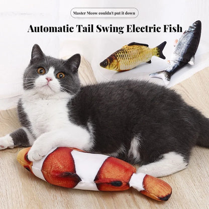 Electric Cat Toy Fish Pet Cat Toys Simulation Fish Swing, Chewing Playing Supplies USB Charging