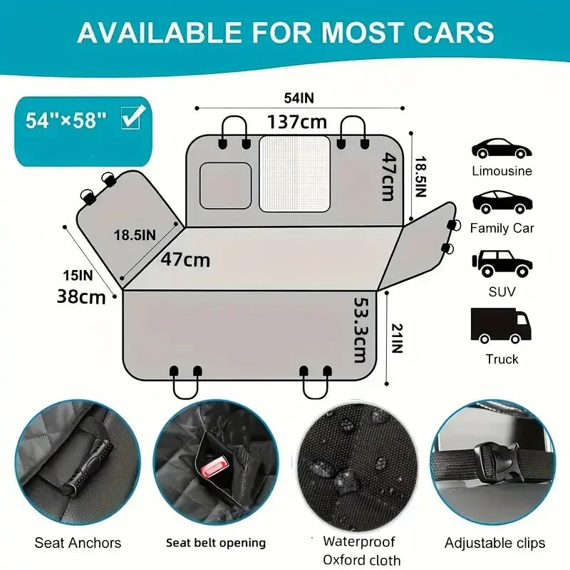 Seat Cover for Pets 100% Waterproof Scratch Proof Nonslip Durable Soft Back Seat Cover Car/Truck