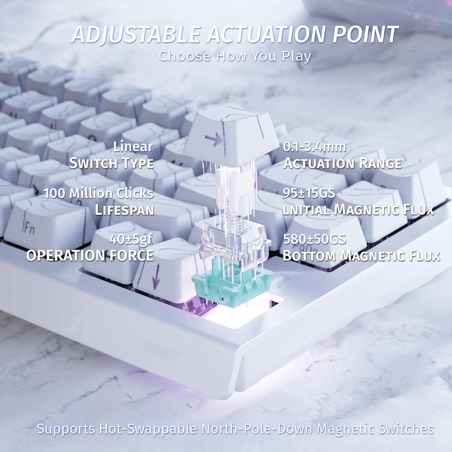 X68 HE Rapid Trigger Mechanical Gaming Keyboard 60% Wired with Adjustable Actuation, Hall Effect Magnetic Switch,8KH