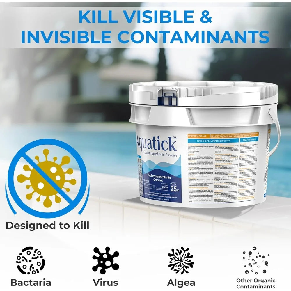 Pro-Grade Chlorine Pool Shock 25Lb - 68% Cal-Hypo Granular Sanitizer Prevents Bacteria Algae Restores Crystal Clear Pool Water