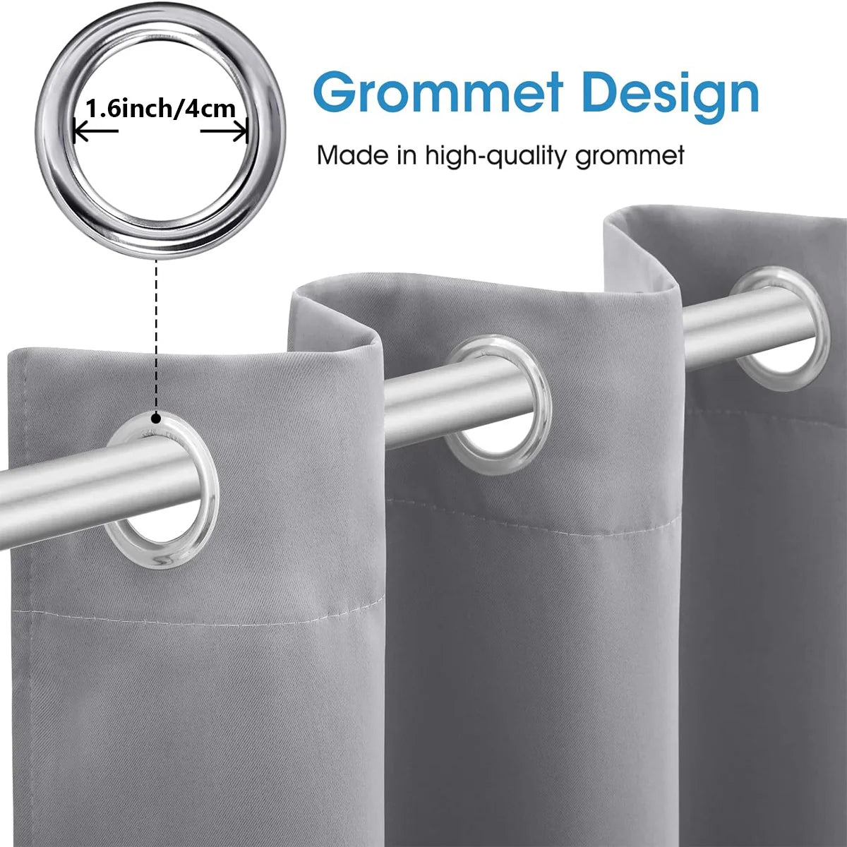 4PCS Blackout Curtains, Heat-Insulated Grommet Curtains For Bedroom Darkening, Noise Reduction Curtains For Living Room/Bedroom