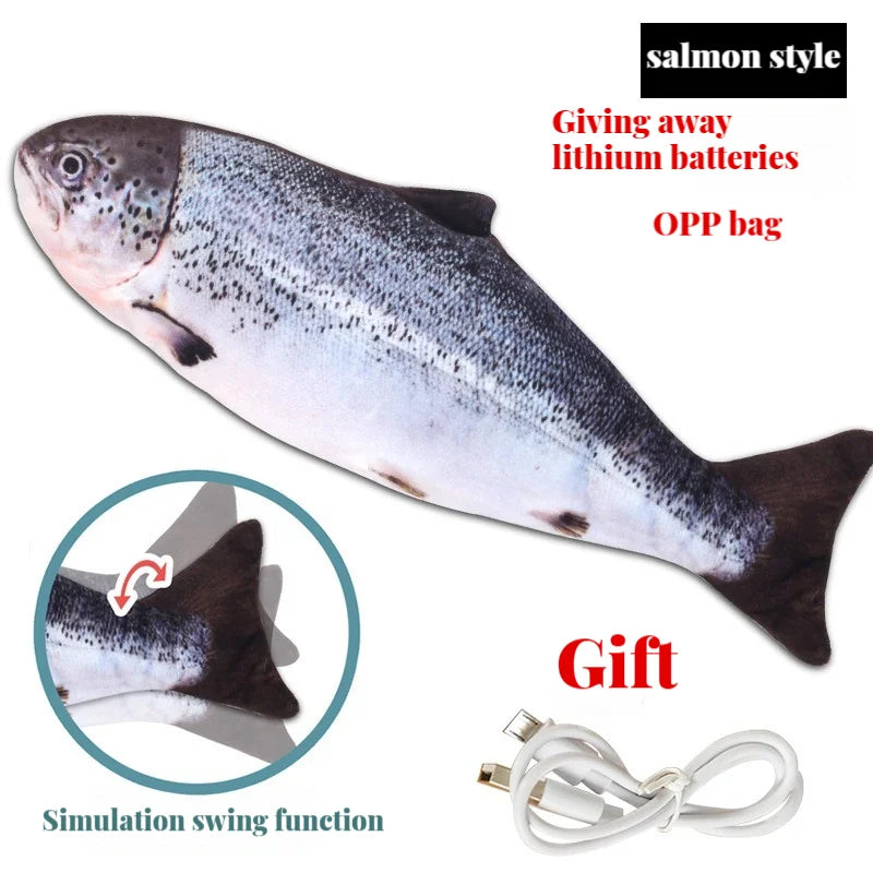 Electric Cat Toy Fish Pet Cat Toys Simulation Fish Swing, Chewing Playing Supplies USB Charging