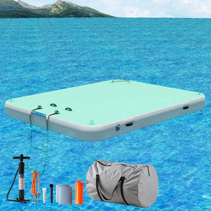 Non Slip Inflatable Air Dock Platform, Floating Island Raft With Rope Ladder, 6FT 7FT 8FT 10FT 12FT