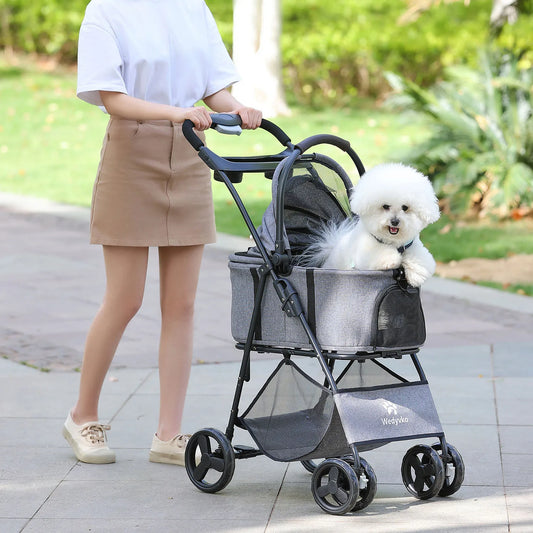 3 in 1 Pet Stroller with Removable Carrier, Folding Stroller for Small/Medium Dogs and Cats, Waterproof