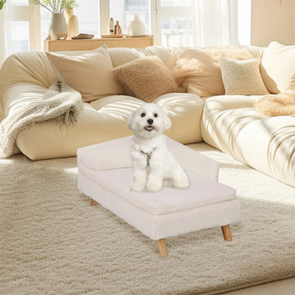 Elevated Pet Bed Cozy Pad Waterproof, Pet Sofa Bed with Sturdy Wood Legs for Small Dog Kitten