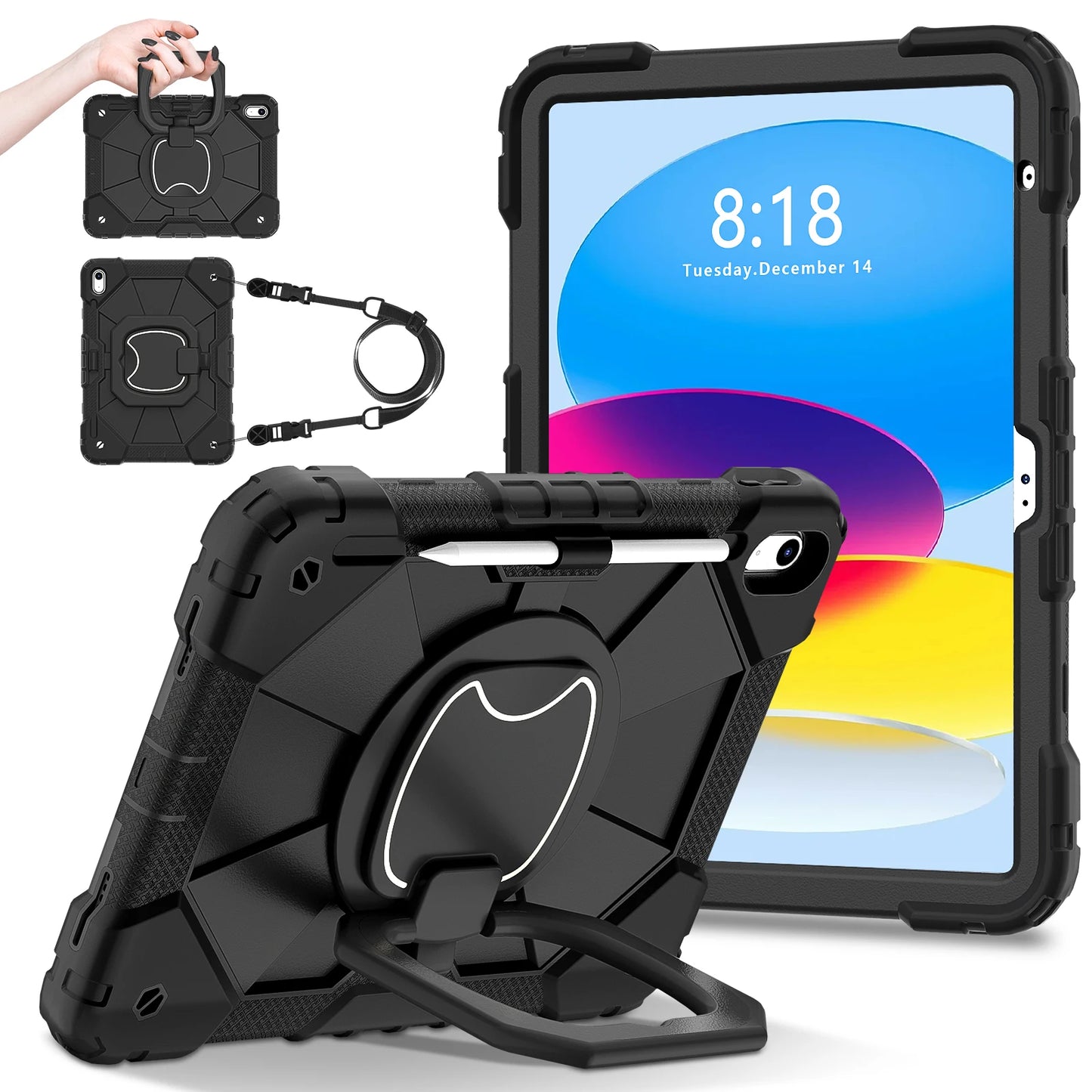 Rugged Armor Kids Case For iPad 10th Air 5 4 10.9 Air 11 2025 13 2024 10.2 8th 9th 9.7 Generation Tablet Stand Shockproof Cover