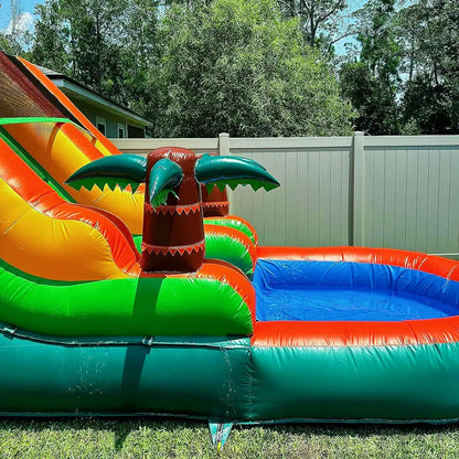 Inflatable pool Inflatable Summer Outdoor  Air Bounce Water amusement Play, Water Double Slide Bubble Ball