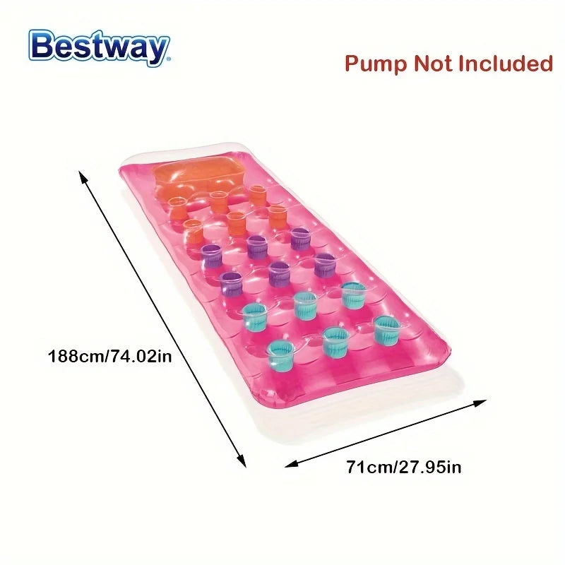 Bestway 43040 Tricolour Sunbathing Pool Floating Lounger, 188x71cm PVC Water Floating Hammock, Floating Lounger Water