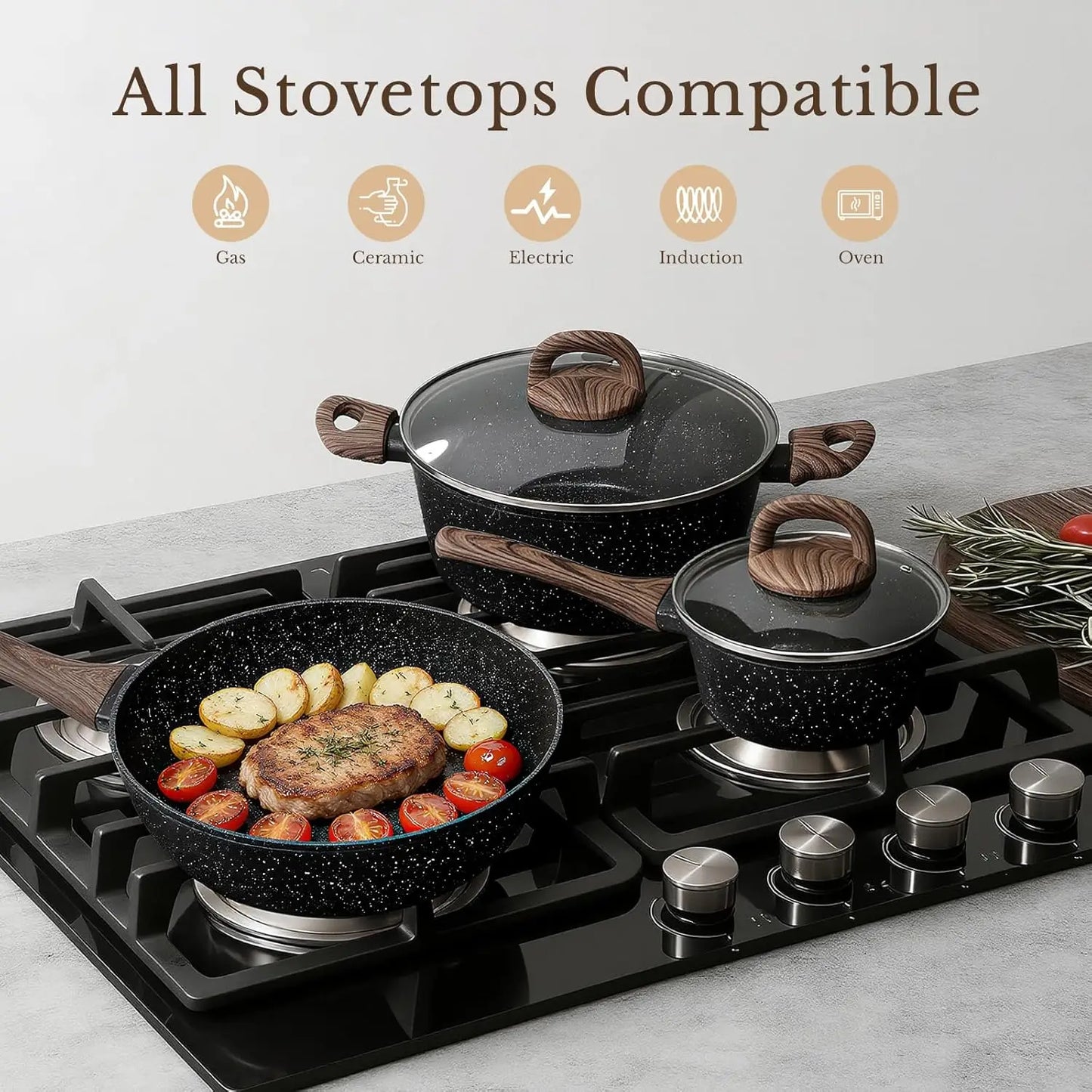 25-Piece Nonstick Ceramic Cookware Set, Healthy & Induction Compatible