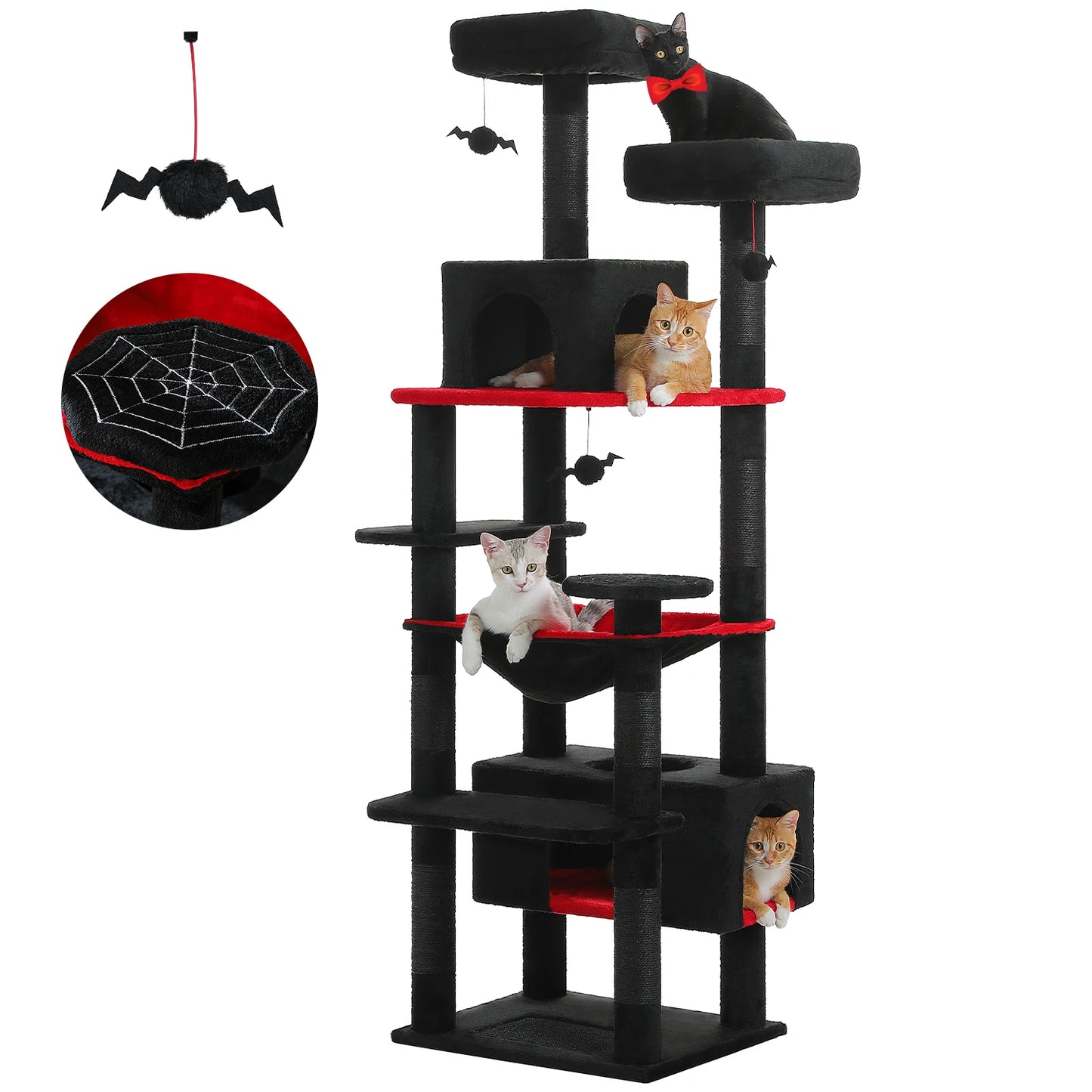 Large Cat Tree and Tower, With Scratching Posts Spacious Hammock Padded Perches and Condos Cat Toys