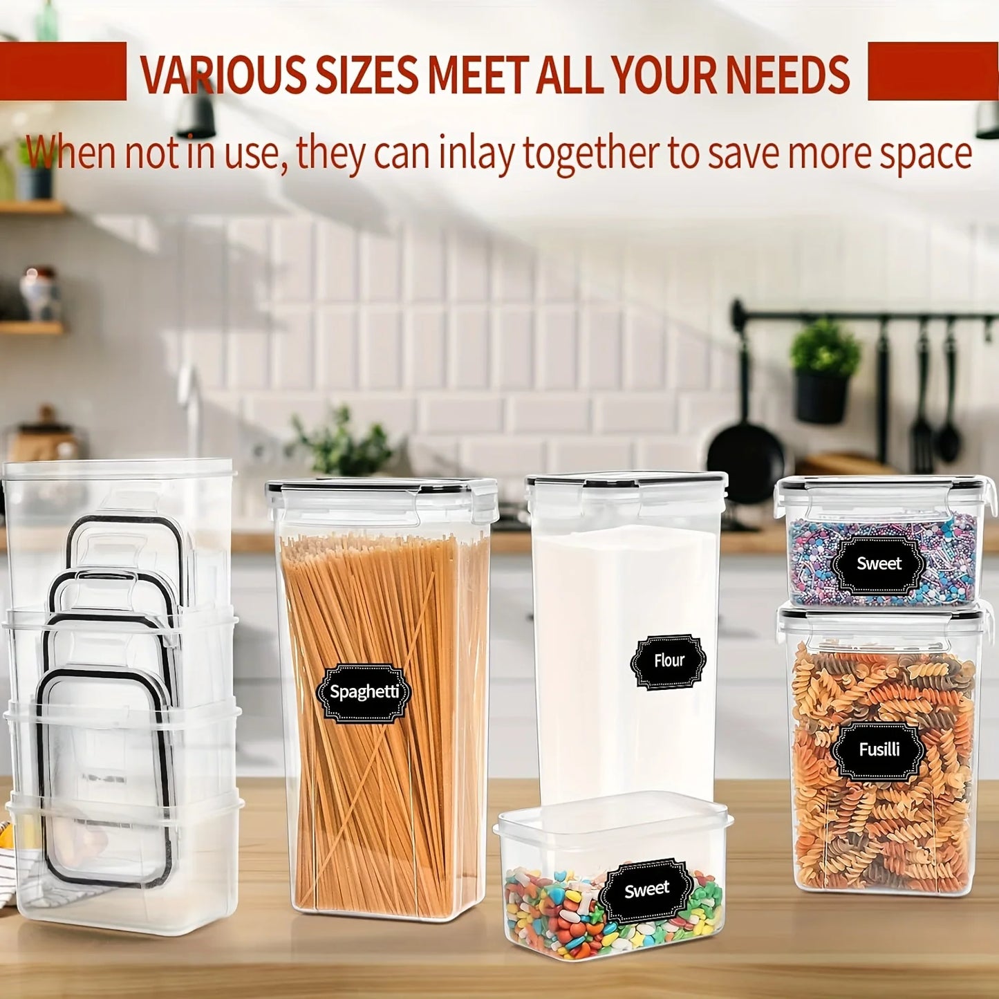 24Piece Airtight Food Storage Containers Set BPA-Free Plastic Canisters with 40 Labels