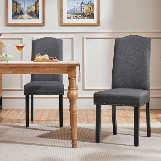 Upholstered Dining Chairs Set of 2, Modern Kitchen Chairs with Solid Wood Legs for Dining Room,