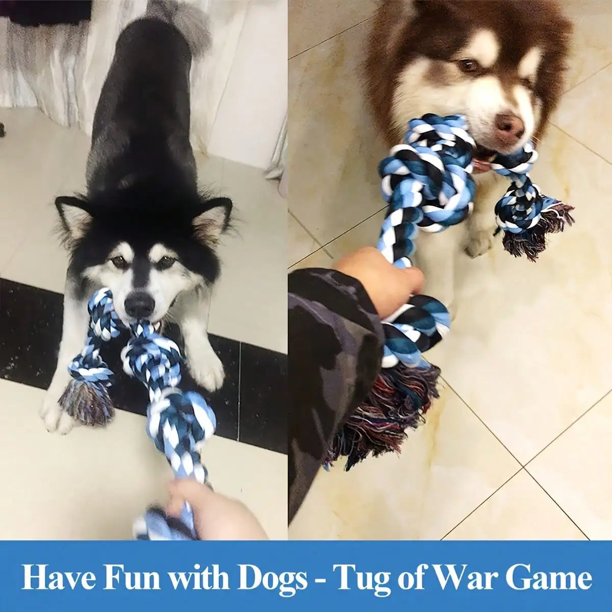 Extra Thick Braided Rope Dog Toy for Tug of War & Heavy Chewing - Durable Dental Cleaning Chew