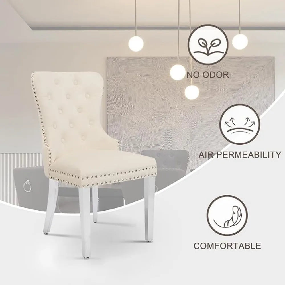Velvet Dining Chairs Set of 4, Tufted Upholstered Dining Room Chair