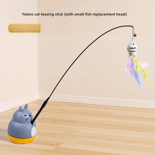 Cat Funny Cat Stick Steel Wire Long Pole Feather Cute Cat Toy Kitten Fishing Rotating