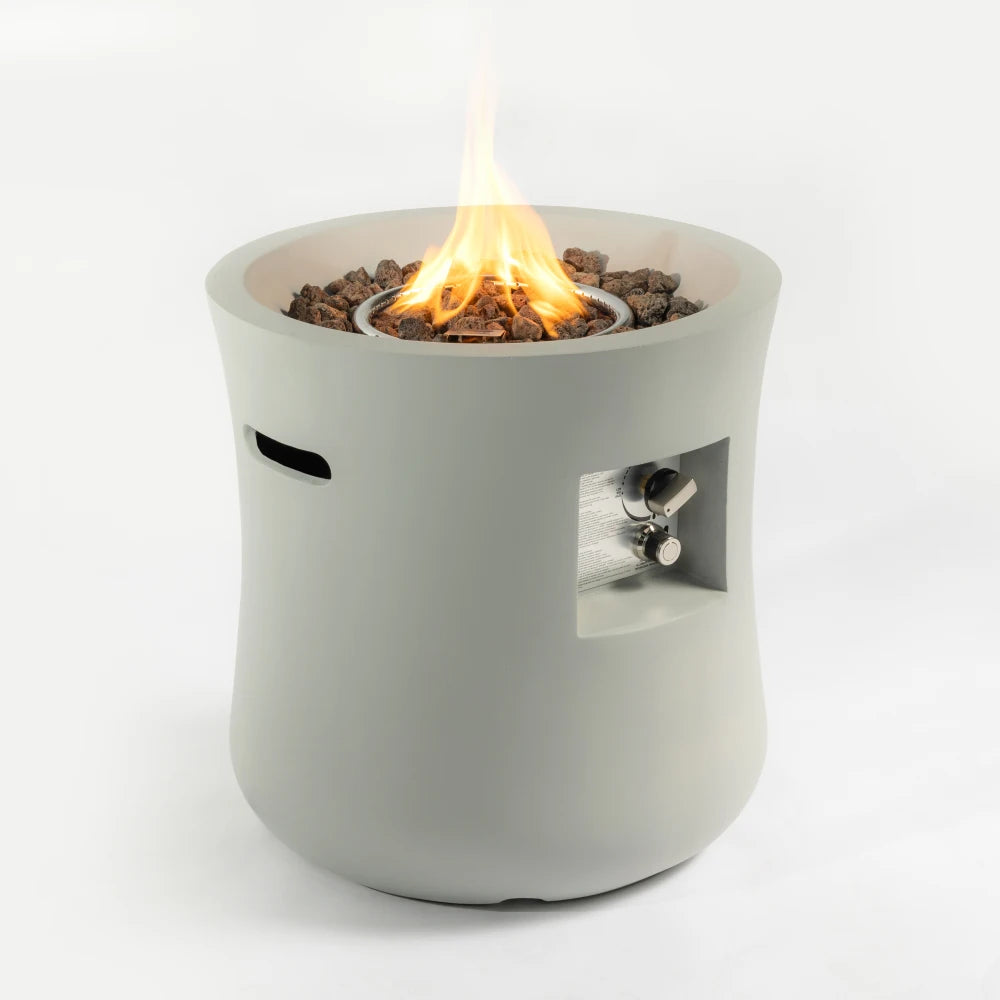 Outdoor Propane Fire Pit Table, Compact Streamlined 20-inch, Round Graphite Base with waterproof cover, Free Lava Rocks