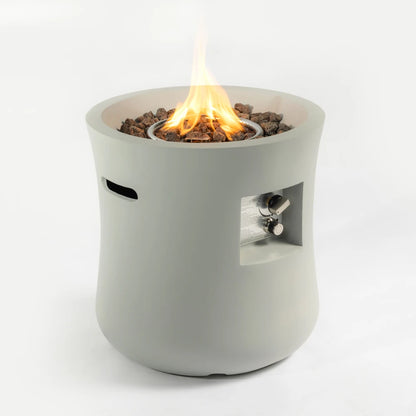 Outdoor Propane Fire Pit Table, Compact Streamlined 20-inch, Round Graphite Base with waterproof cover, Free Lava Rocks