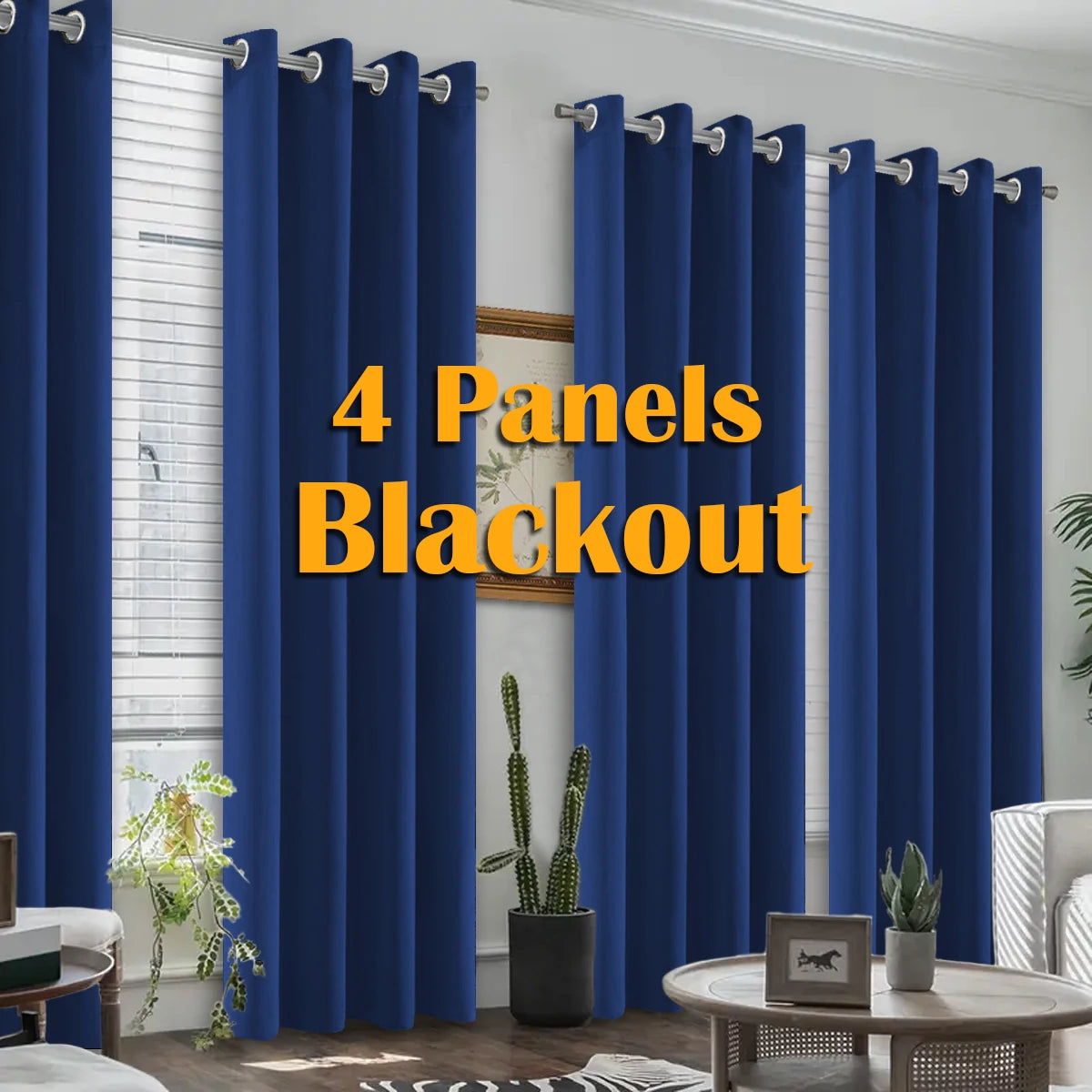 4PCS Blackout Curtains, Heat-Insulated Grommet Curtains For Bedroom Darkening, Noise Reduction Curtains For Living Room/Bedroom
