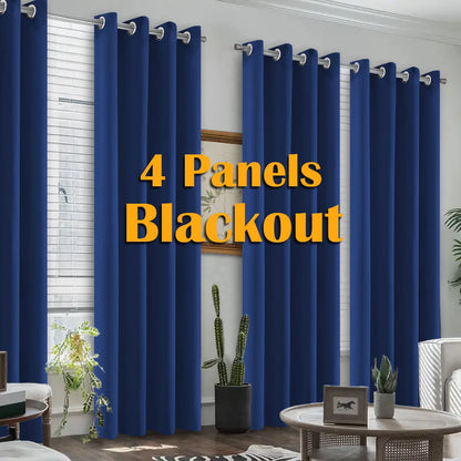 4PCS Blackout Curtains, Heat-Insulated Grommet Curtains For Bedroom Darkening, Noise Reduction Curtains For Living Room/Bedroom