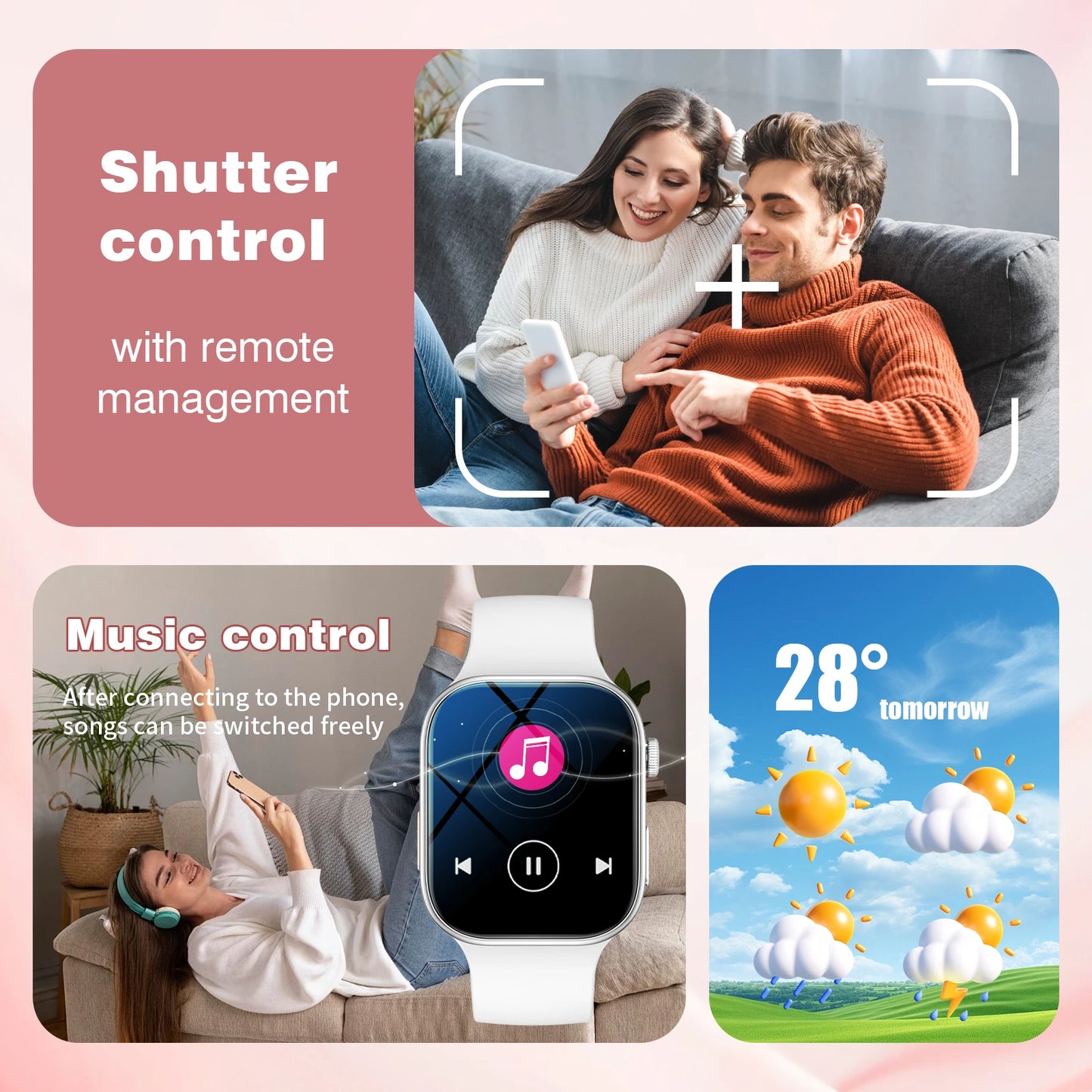 Smart watch, wireless calling, message reminder, multi-sport mode, 2.01-inch HD screen, unisex