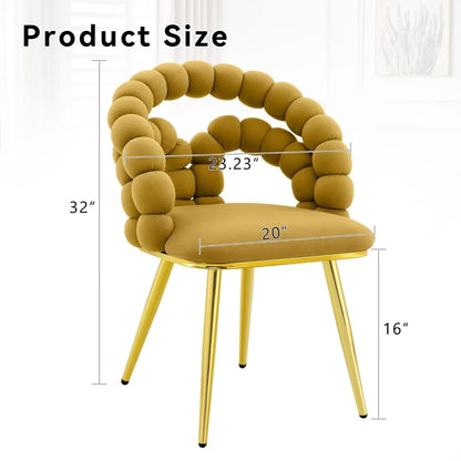 Modern Velvet Upholstered Decorative Chair, Dining Chairs with Gold Legs, Sturdy Durable Conversation Chair