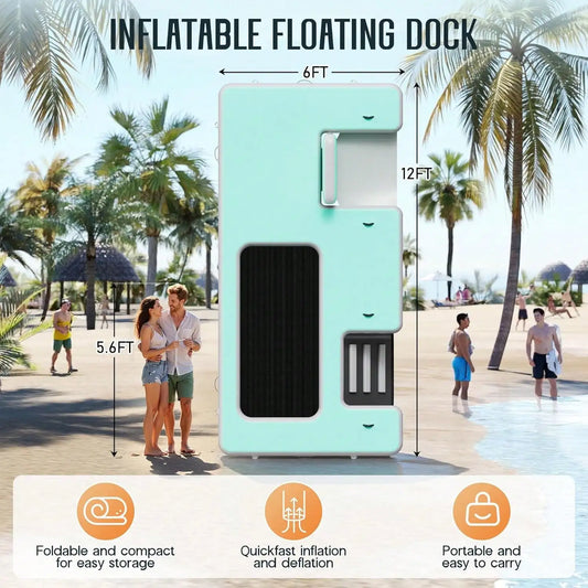 Non Slip Inflatable Air Dock Platform, Floating Island Raft With Rope Ladder, 6FT 7FT 8FT 10FT 12FT
