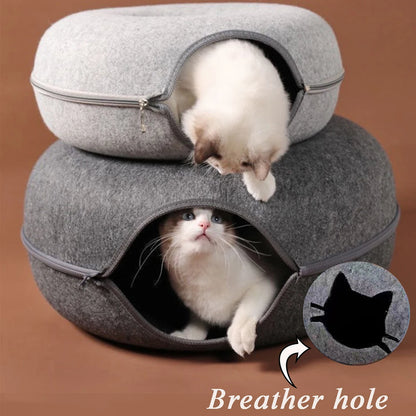 B-Tunnel Donut Cat Bed Interactive Tunnel Pet Felt Indoor Toys Cats House Kitten Training Toy