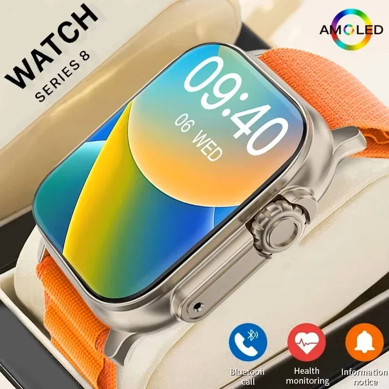 New Smartwatch Men 49mm Series 8 2.3"AMOLED Screen, Waterproof For Apple Watch IWO Ultra 8 Smart Watches 2025 Android