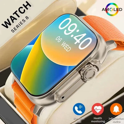 New Smartwatch Men 49mm Series 8 2.3"AMOLED Screen, Waterproof For Apple Watch IWO Ultra 8 Smart Watches 2025 Android