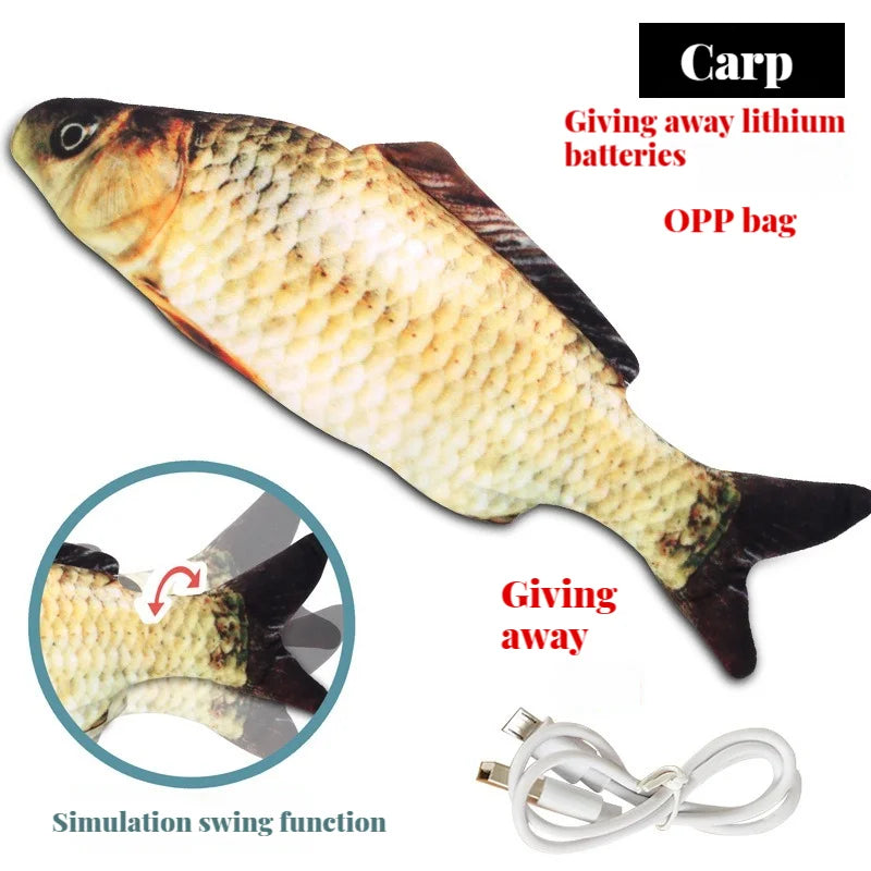 Electric Cat Toy Fish Pet Cat Toys Simulation Fish Swing, Chewing Playing Supplies USB Charging