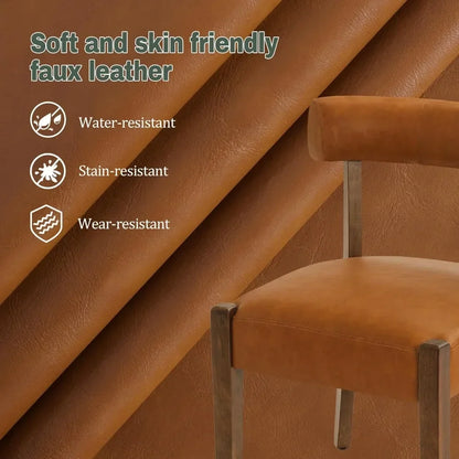 Century Modern Faux Leather Dining Chairs Low Back Wooden Upholstered Kitchen & Dining Room