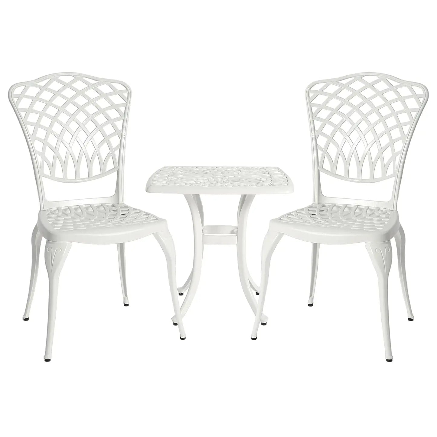 Bistro Table and Chairs Set of 2 Outdoor 3 Piece Patio Set, Rose Pattern Cast Aluminum Bistro for Garden Balcony,,