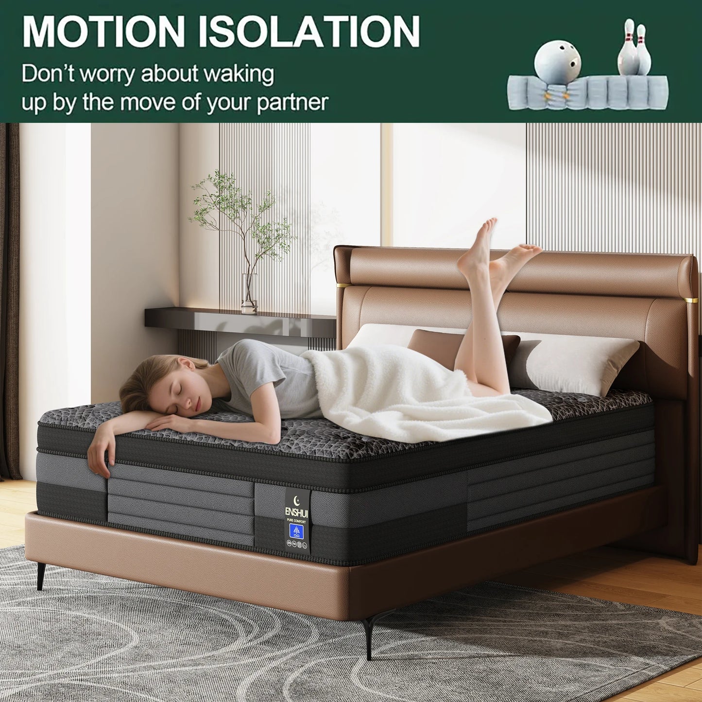 12"Twin Full Queen King Hybrid Mattress For Back Pain Relief Feel, Breathable