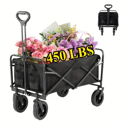 Capacity Heavy-Duty All-Terrain Folding Cart - Stainless Steel Frame and Foldable Multi-Purpose