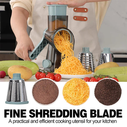 3 in 1 Rotary Cheese Grater Versatile Manual Vegetable Slicer Peanut Nuts Grinder Cheese Vegetable Shredder