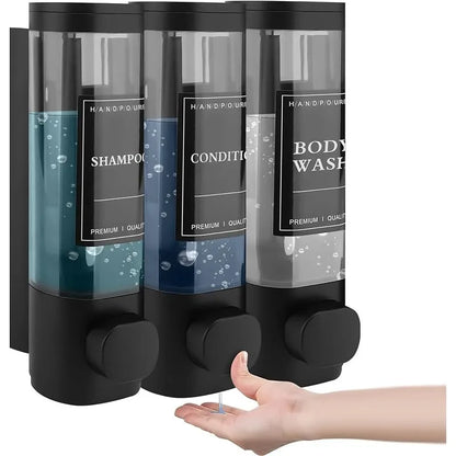 Wall-mounted Soap Dispenser, Shower Gel Dispenser, 3-in-1,No Drilling Required