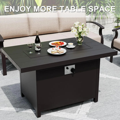 Aluminum Patio Furniture Set with Fire Pit Table, Metal Patio Furniture with 2 Swivel Rocking Chairs