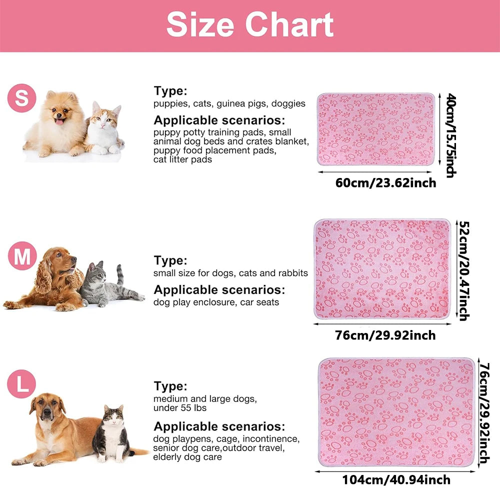 Ultra-Soft Paw Print Dog Blankets - Machine Washable, Cozy Pet Pillow Pads for Indoor & Outdoor Use