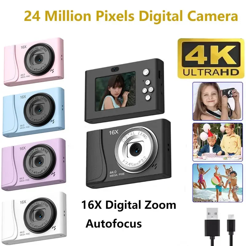 Retro CCD 24 Million Pixels Camcorder 4K Digital Camera 16x Zoom Compact Cameras Auto Focus