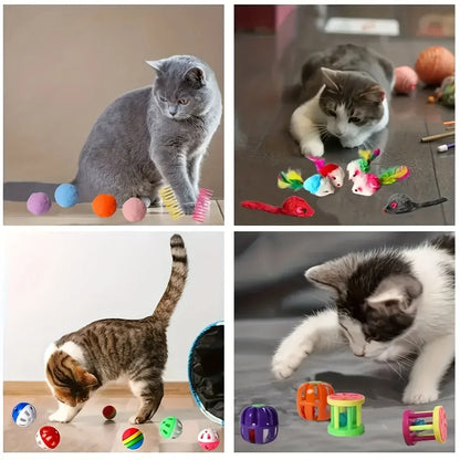 14pcs Cat Toys Mixed Pack. A Combination of Various Plastic Toys and Plush Toys
