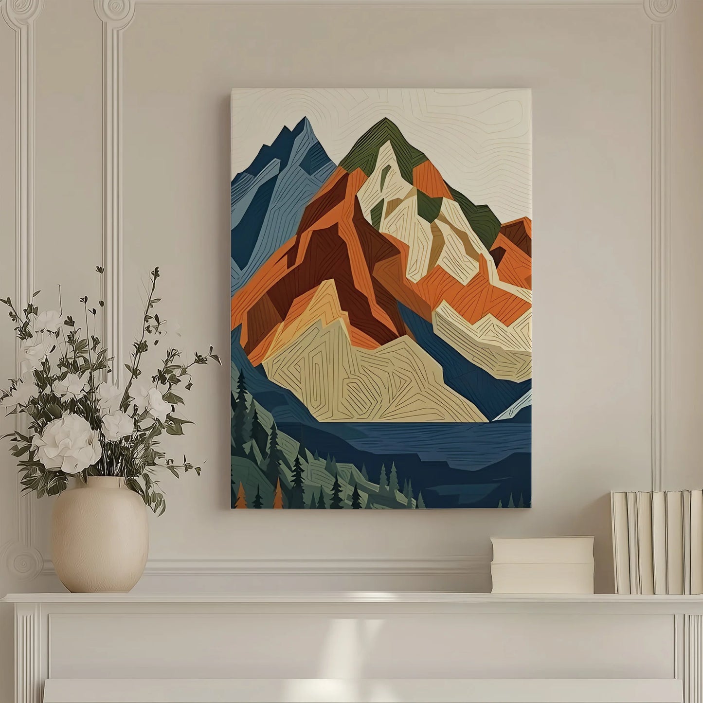 Mountain Boho Sunrise Retro Lake Sunset Wall Art Prints Canvas Painting Poster Picture Home Decor