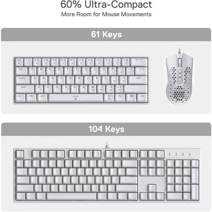 Redragon K630 Dragonborn Hot Swappable 60% Wired Vibrant RGB LED USB Gaming 61 Keys Mechanical Keyboard