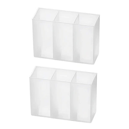 Mini Storage Box 3-Grid Plastic Makeup Brush Lipstick Storage Multi-Functional Desk Organizer for Home Kitchen Bathroom