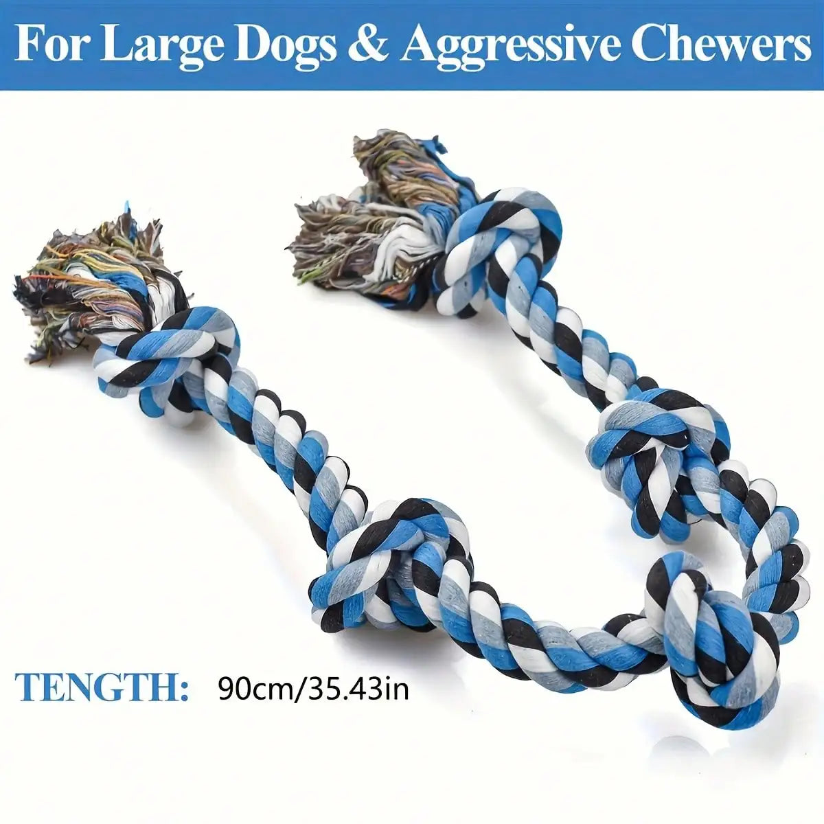 Extra Thick Braided Rope Dog Toy for Tug of War & Heavy Chewing - Durable Dental Cleaning Chew