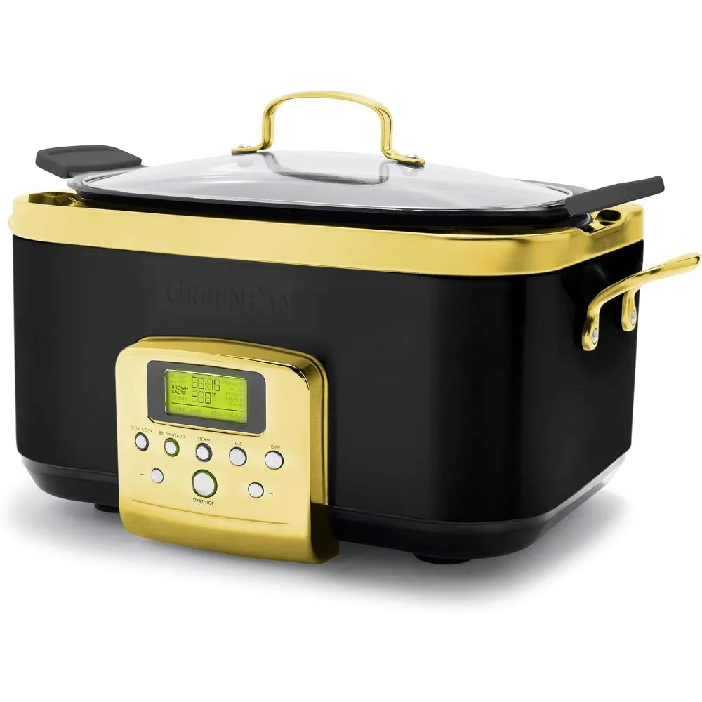 6QT Electric Slow Cooker, Dishwasher Safe Lid & Removable Crock, Healthy Ceramic Nonstick Multi-Cooker