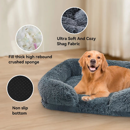 Thickened orthopedic dog bed for large dogs, easy to remove and wash plush cover
